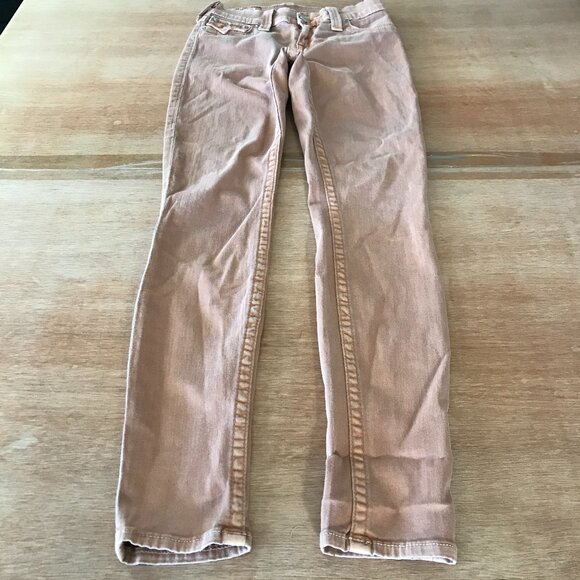 True Religion World Tour Serena Skinny Jeans Women 26 Brown Flap Pocket Stretch - Picture 1 of 14